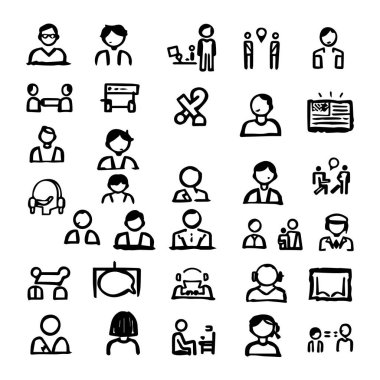 Web tasarımı için el çizimi karalama biçimi simgeleri