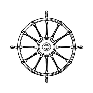 Kalın siyah beyaz çizgili deniz taşımacılığı kontrol cihazı klasik bir direksiyon direksiyonu.