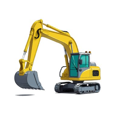 Beyaz arkaplanda izole edilmiş sarı çizgi film kazıcısının vektör sanatı