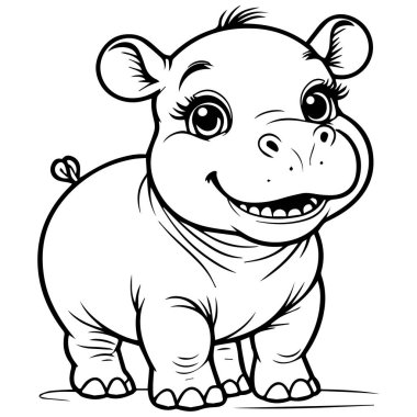 Neşeli bir bebek su aygırının vektör sanatı beyaz arka planda izole bir şekilde gülümsemektir.