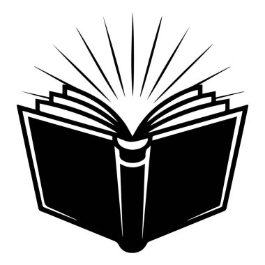 Beyaz arkaplanda izole edilmiş açık bir kitap siluetinin vektör sanatı