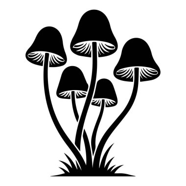 Ot, Doğa, Botanik, Karanlık, Gizemli, Vektör Grafiği, Basit Tasarım, Temiz Çizgiler, Zarif, Minimalist Stil.