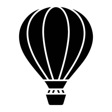 Beyaz arka planda izole edilmiş siyah bir sıcak hava balonunun vektör sanatı