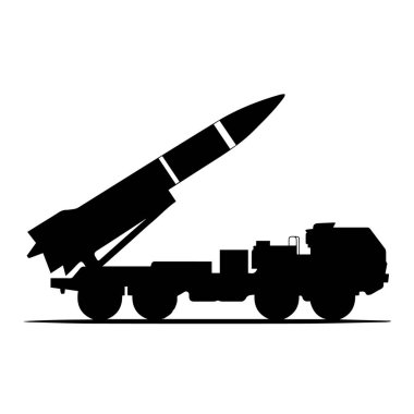 Beyaz arkaplanda izole edilmiş bir füze fırlatıcısının silüet vektör sanatı