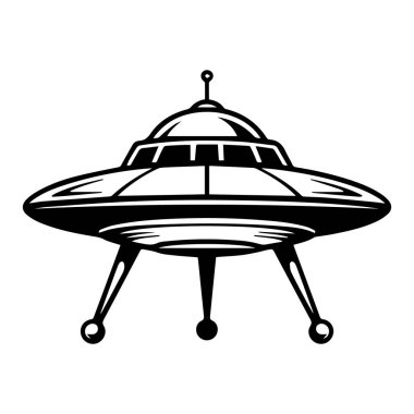 Beyaz arkaplanda izole edilmiş eski bir UFO 'nun vektör sanatı