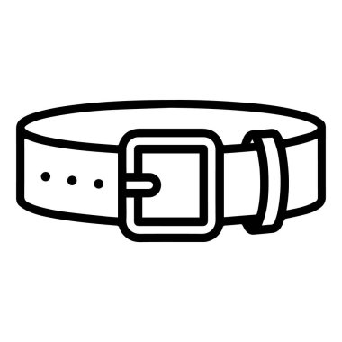 Beyaz arka planda izole edilmiş, kare tokalı bir deri kemerin basit bir çizim vektör sanatı