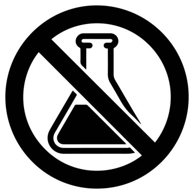 Üzerinde çizgili bir matara sembolü bulunan kimyasal madde bulunmadığını gösteren açık bir yasaklama işareti.