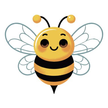 Tatlı bir gülümsemesi olan büyüleyici bir çizgi film arısı etrafta vızıldıyor, sevimli varlığıyla neşe ve neşe saçıyor.