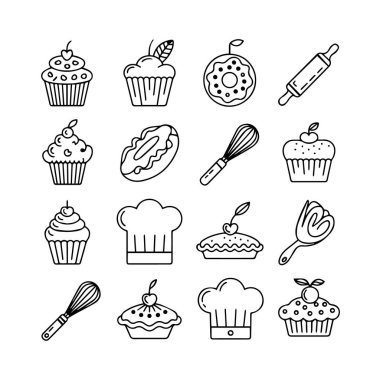 Kekler, çörekler, merdaneler ve aşçı aletleri içeren enfes bir ikon koleksiyonu.