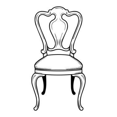 Antik bir sandalyenin oyulmuş ahşap sanatı beyaz arka planda izole edilmiştir.