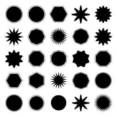 Çeşitli geometrik şekillerden oluşan bir koleksiyonun vektör sanatı beyaz arkaplanda izole edilmiştir