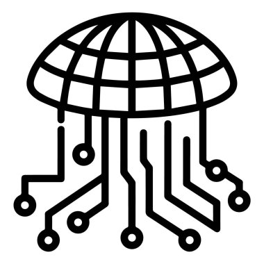 Küresel ağ simgesinin vektör sanatı beyaz arkaplanda izole edilmiştir
