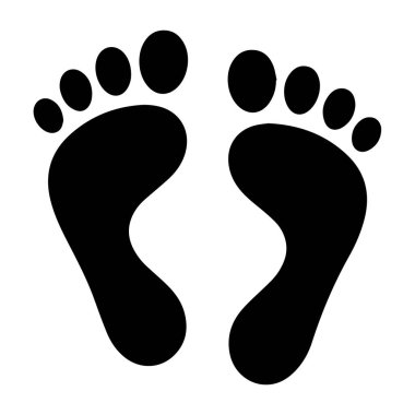 Beyaz arkaplanda iki siyah ayak izinin siluet vektörü