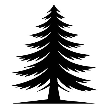 Klasik bir çam ağacının silüetinin vektör sanatı, beyaz arka planda izole edilmiş.