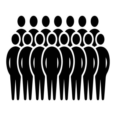 İsimsiz büyük bir grubun vektör sanatı beyaz arka planda izole edilmiş bir şekilde bir arada duruyor.