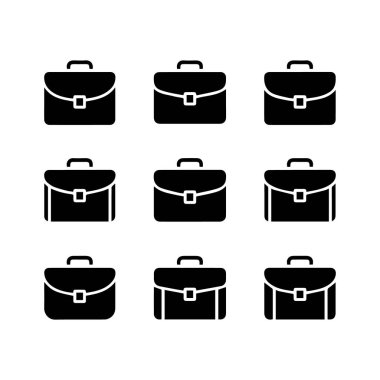 Çanta koleksiyonunun vektör sanatı beyaz arka planda izole edilmiş iş ve kariyeri sembolize eder