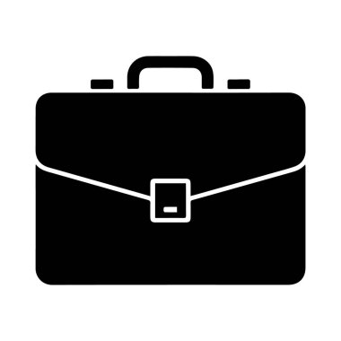 Beyaz arka planda izole edilmiş tokalı klasik bir siyah evrak çantasının vektör sanatı