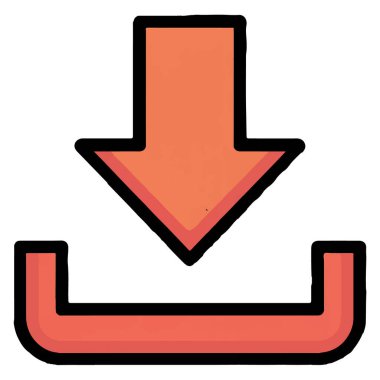 Canlı bir indirme simgesinin vektör sanatı. Beyaz arkaplanda aşağıya bakan bir ok var.