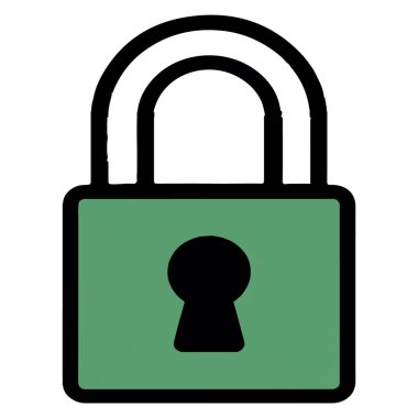 Yeşil asma kilit vektör sanatı beyaz arka planda gösterilir, güvenlik ve erişimi simgeler