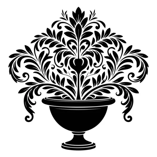 Beyaz arkaplanda izole edilmiş vazodaki çiçek süsü sanatı