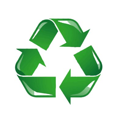 Beyaz arkaplanda izole edilmiş parlak yeşil geri dönüşüm sembolü vektör sanatı