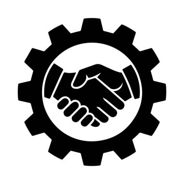 Viteste el sıkışma sanatı, iş ortaklığını ve endüstriyel işbirliğini simgeliyor, beyaz arka planda izole edilmiş.