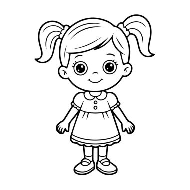 At kuyruklu şirin bir çizgi film kızının vektör sanatı beyaz arka planda tek başına durmaktır.