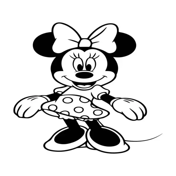 Puantiyeli elbisesi ve beyaz arka planda izole edilmiş küçük bir farenin vektör sanatı.