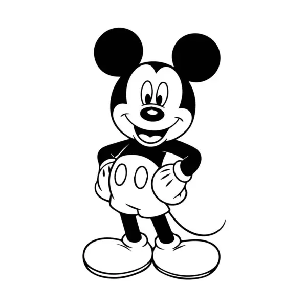 Beyaz arkaplanda izole edilmiş klasik bir fare çizgi film karakterinin vektör sanatı