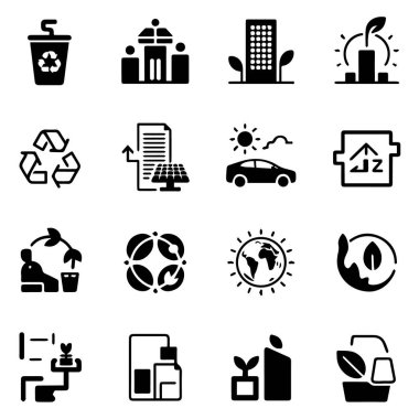 Bu simgenin vektör sanatı çevresel sürdürülebilirlik ve ekolojik sorumluluğun çeşitli yönlerini temsil etmektedir