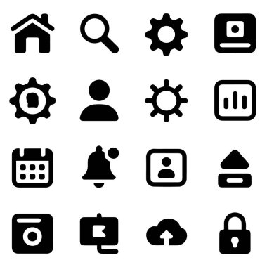 Beyaz arkaplanda izole edilmiş web ve mobil uygulamalar için kullanıcı arayüzü simgeleri koleksiyonunun vektör sanatı