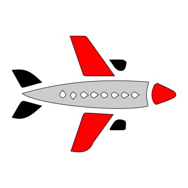 Beyaz arka planda izole edilmiş kırmızı ve gri uçak vektör sanatı