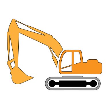 Beyaz arkaplanda izole edilmiş sarı kazıcı inşaat makinesi vektör sanatı