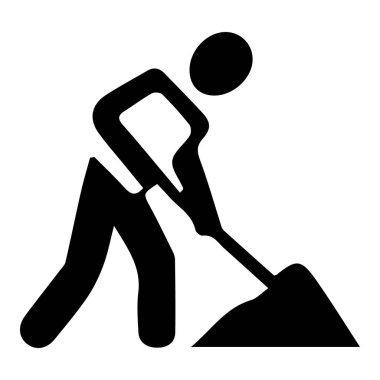 Beyaz arka planda izole edilmiş kürekle kazma sanatı