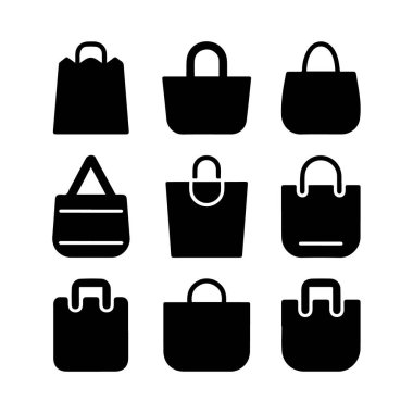 Alışveriş poşeti simgelerinin seçilmiş vektör sanatı perakende ve ekommerce ihtiyaçları için farklı stiller sergiliyor