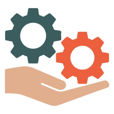 İş ve sanayide takım çalışmasını, işbirliği ve makine mühendisliği süreçlerini sembolize eden, beyaz arka planda izole edilmiş iki vites.