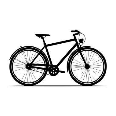 Beyaz arka planda izole edilmiş siyah beyaz bir bisikletin vektör sanatı