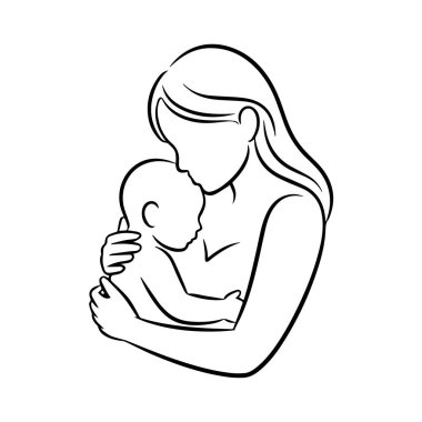 Annenin bebeğini kucağına alması, sevgiyi, ilgiyi ve anne ile çocuk arasındaki güçlü bağı sembolize etmesi, beyaz arka planda izole edilmiş.