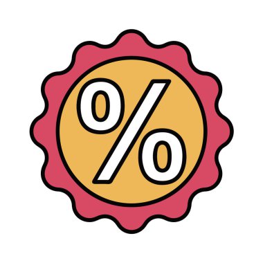 Beyaz zemin üzerinde izole edilmiş, istiridyeli bir çemberde yüzde iskonto sembolü vektör sanatı