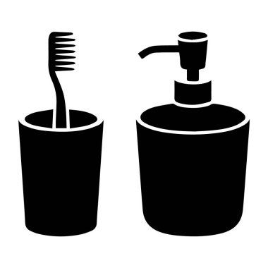 Diş fırçasının vektör sanatı, beyaz arkaplanda izole edilmiş bir sabun kutusu ve tutacağı.