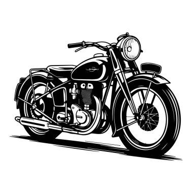 Klasik klasik motosiklet, beyaz arka planda izole edilmiş.