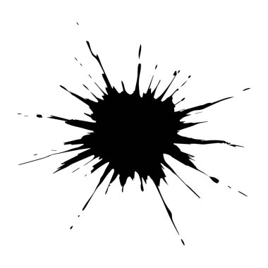 Beyaz arkaplanda siyah mürekkep sıçraması izole edildi