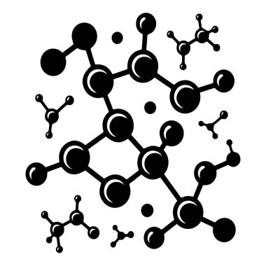 Moleküler yapıların ve kimyasal bağların soyut bilimsel illüstrasyonu, bilim, kimya ve araştırmayı kavramsal bir tasarım ile temsil eder.