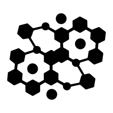 Beyaz zemin üzerinde izole edilmiş, birbirine bağlı atomlar ve küreler ile moleküler bir yapının soyut siyah ve beyaz çizimi