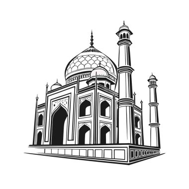 Hindistan, Agria 'daki Iconic Tac Mahal mozolesi. Unesco' nun dünya mirası alanı. Babür mimarisi ve beyaz mermeriyle ünlüdür.