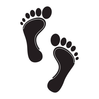 Beyaz arkaplanda siyah ayak izi grafiği izole edildi