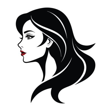 Uzun dalgalı saç ve makyajlı, güzellik ve tarz teknolojisini temsil eden zarif bir kadın profili.