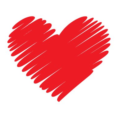 Kırmızı el çizimi kalp sembolü beyaz arka plan teknolojisinde izole edildi