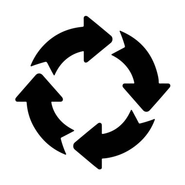 Beyaz arkaplan teknolojisi arka planında izole edilmiş, yenilenmeyi, geri dönüşümü veya tekrarlamayı temsil eden dairesel ok sembolü