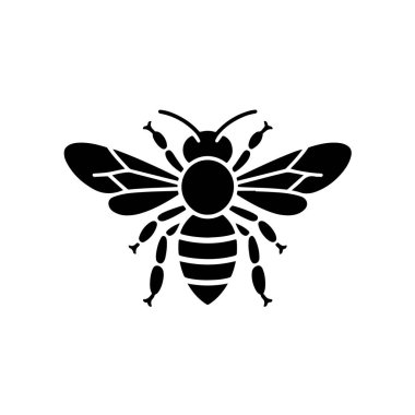 Black silhouette of a bee isolated on white background technology background